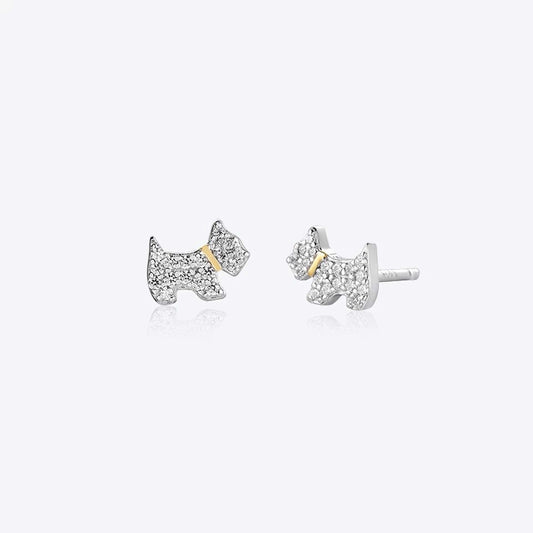 Silver Dog Shape Stud Earrings