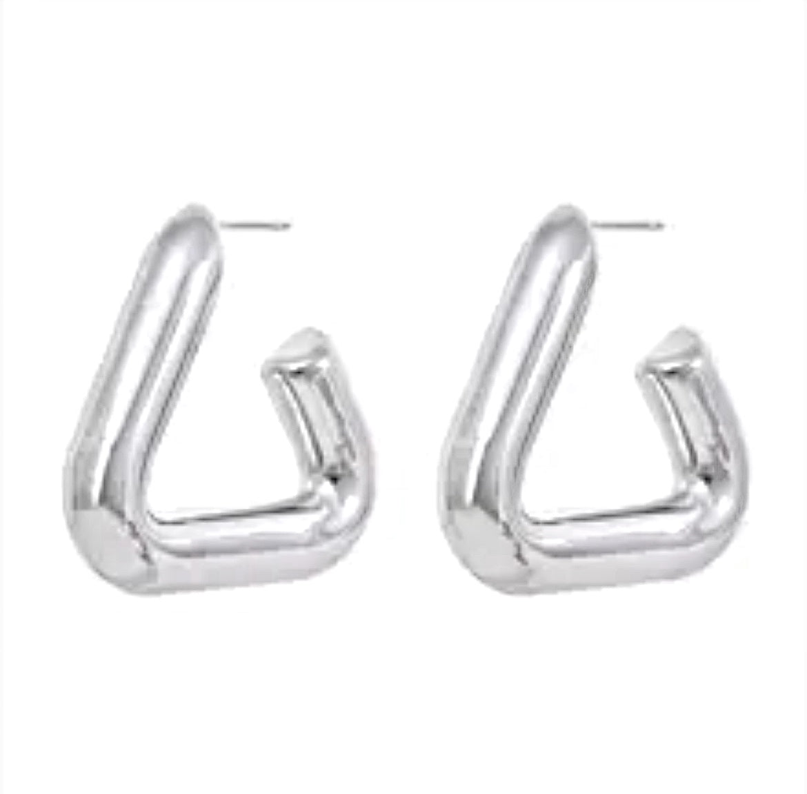 Chunky Silver Triangle Hoop Earrings