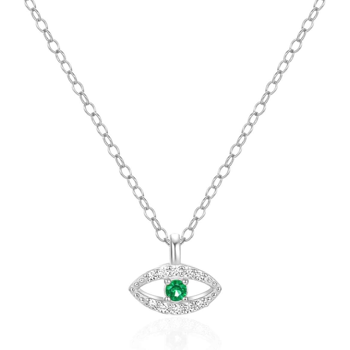 Tiny Green Evil Eye Necklace