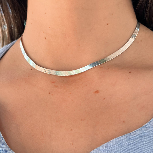 Silver Herringbone Choker