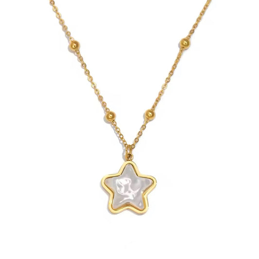 Gold star pendant necklace, water and tarnish resistant