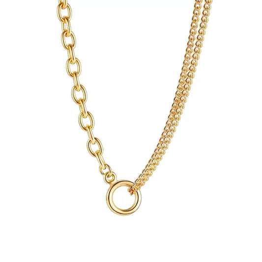 Gold open circle chain necklace, minimalist design