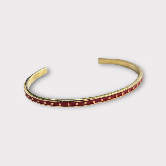 Red Enamel Star Open Cuff