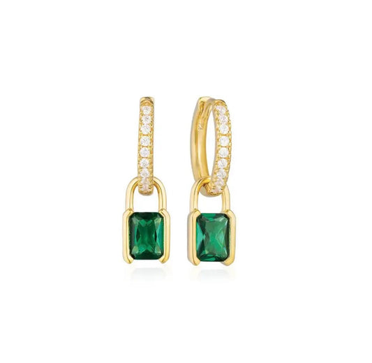 Emerald Hoop Earrings