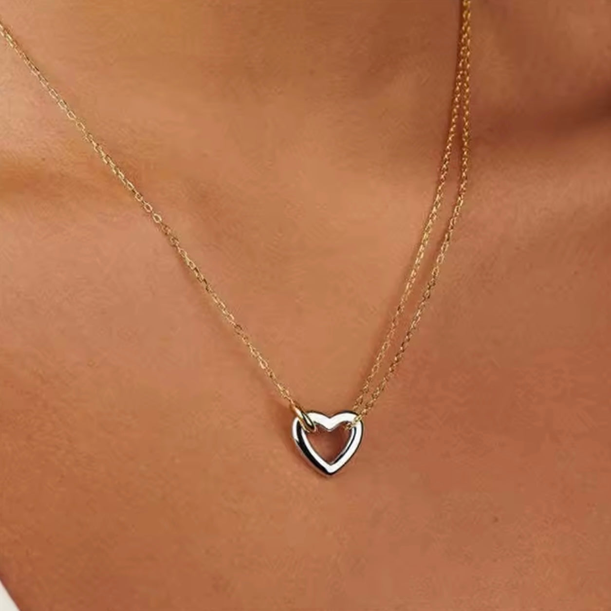 Two Tone Heart Necklace