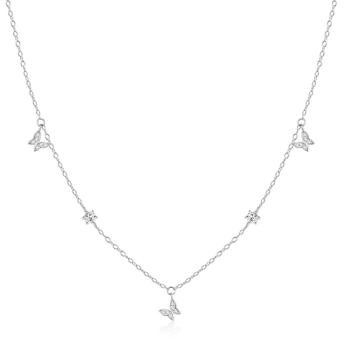 Silver Multi Butterfly Necklace