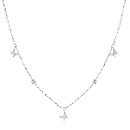 Silver Multi Butterfly Necklace