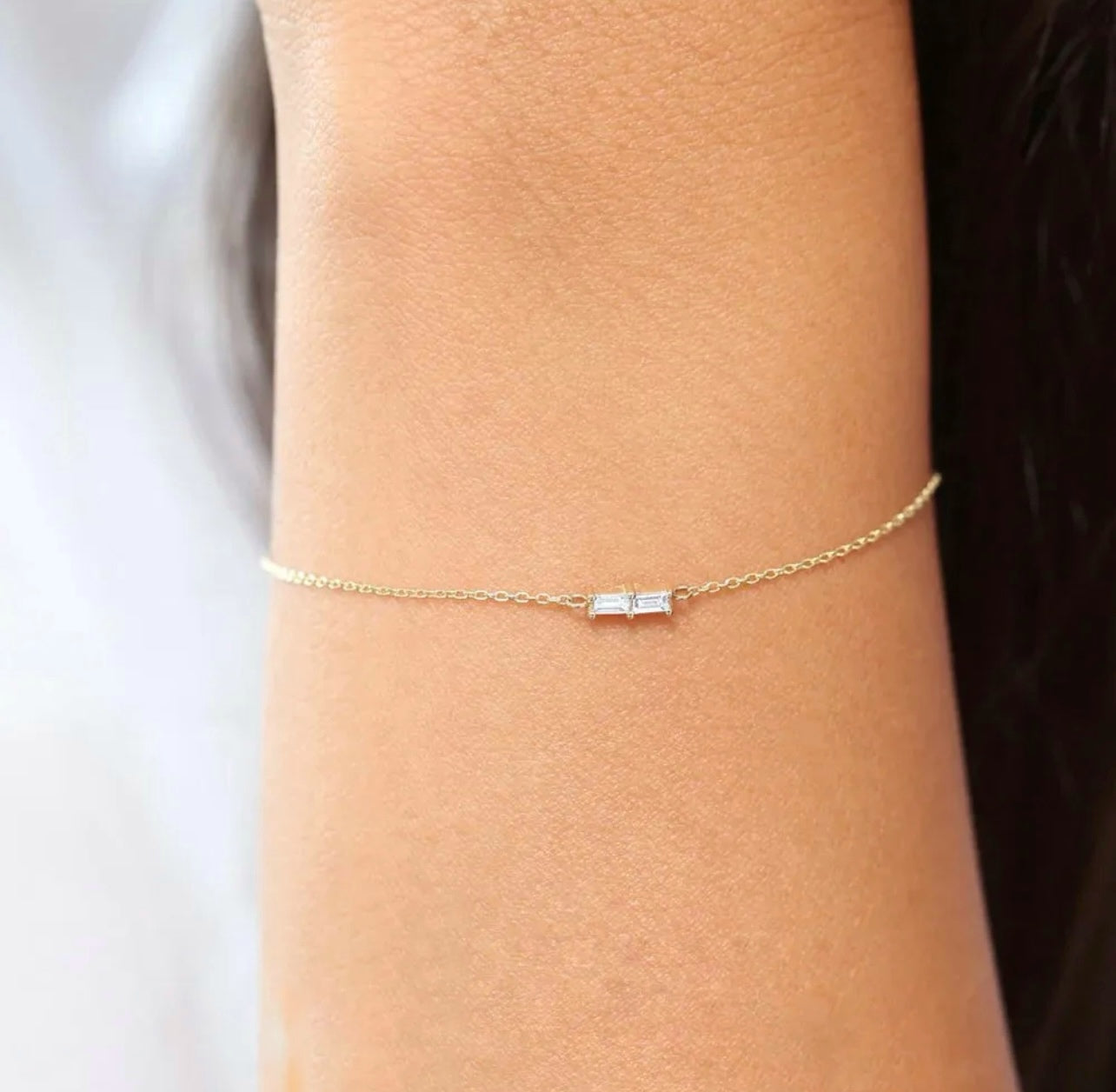 Dainty Cz Chain Bracelet Gold