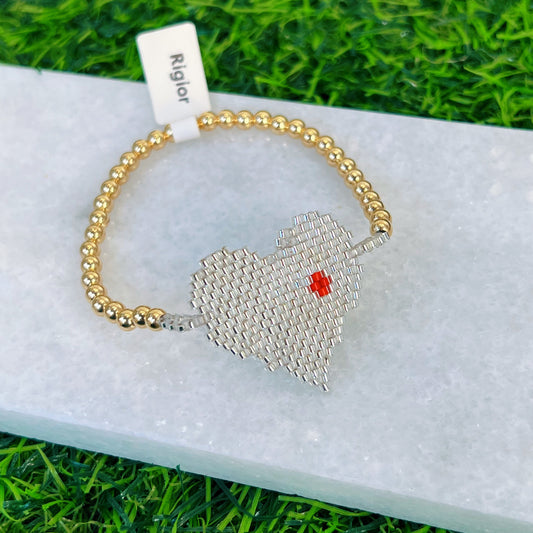 Silver Heart Miyuki Gold Filled Bracelet