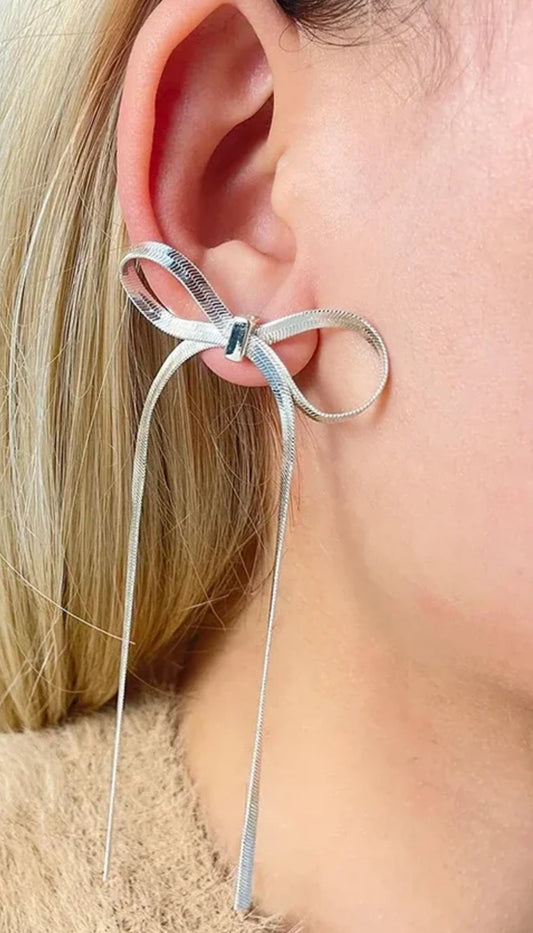 Silver Bow Earrings