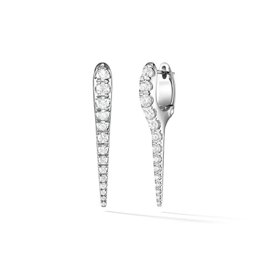 Cz Large Silver Spike Earrings