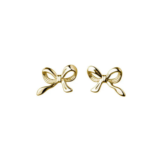 Tiny Gold Bow Earrings