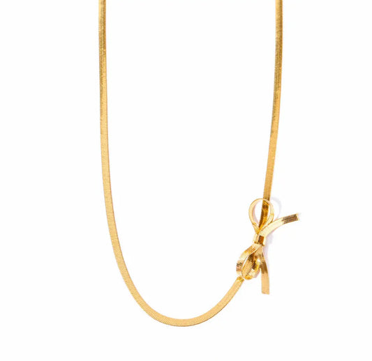 Gold Knot Bow Necklace