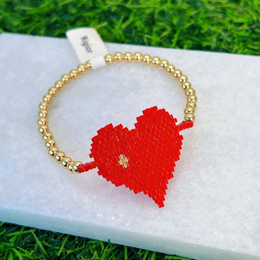 Red Heart Miyuki Gold Filled Bracelet