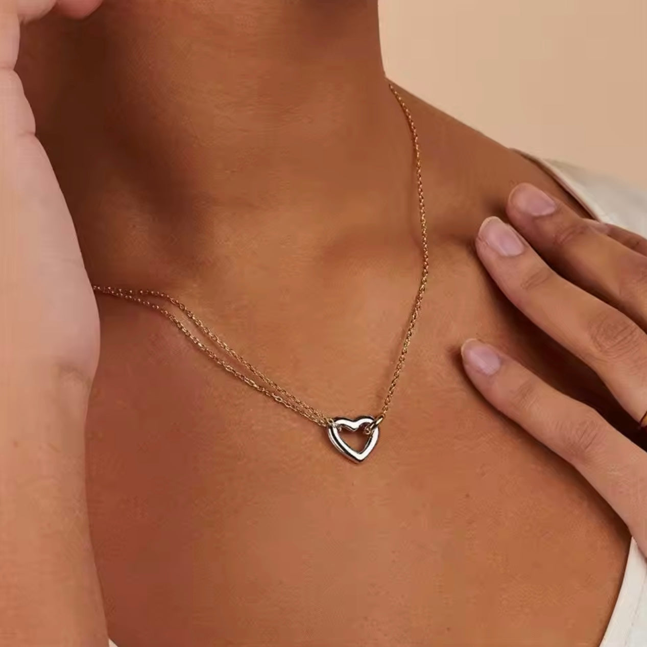 Two Tone Heart Necklace