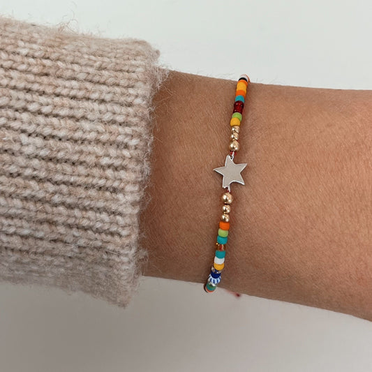 Silver Star Beaded Bracelet