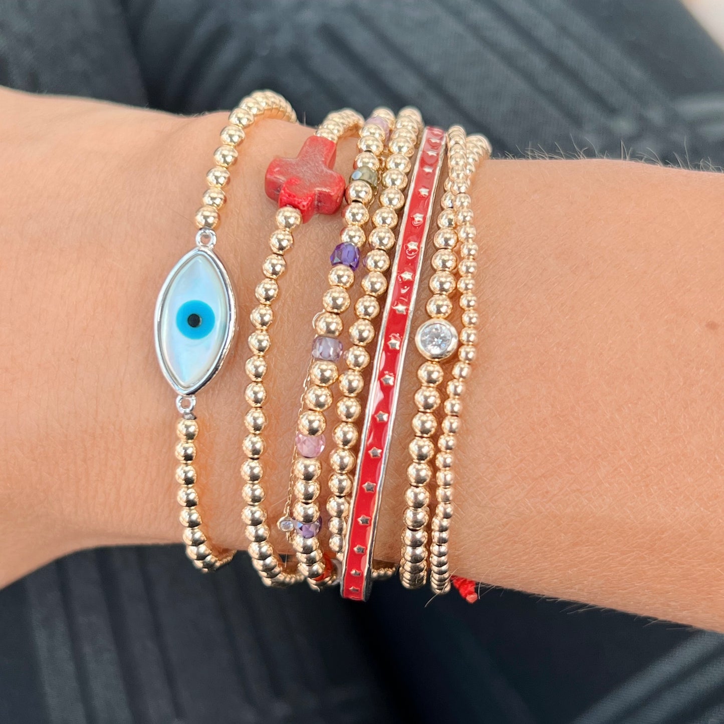 Mother of Pearl Silver Evil Eye Bracelet