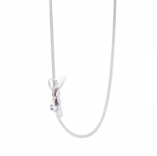 Silver Knot Bow Necklace