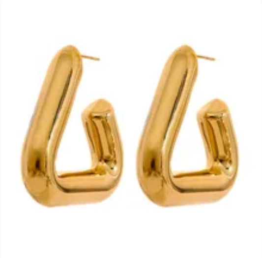 Chunky Gold Triangle Hoop Earrings