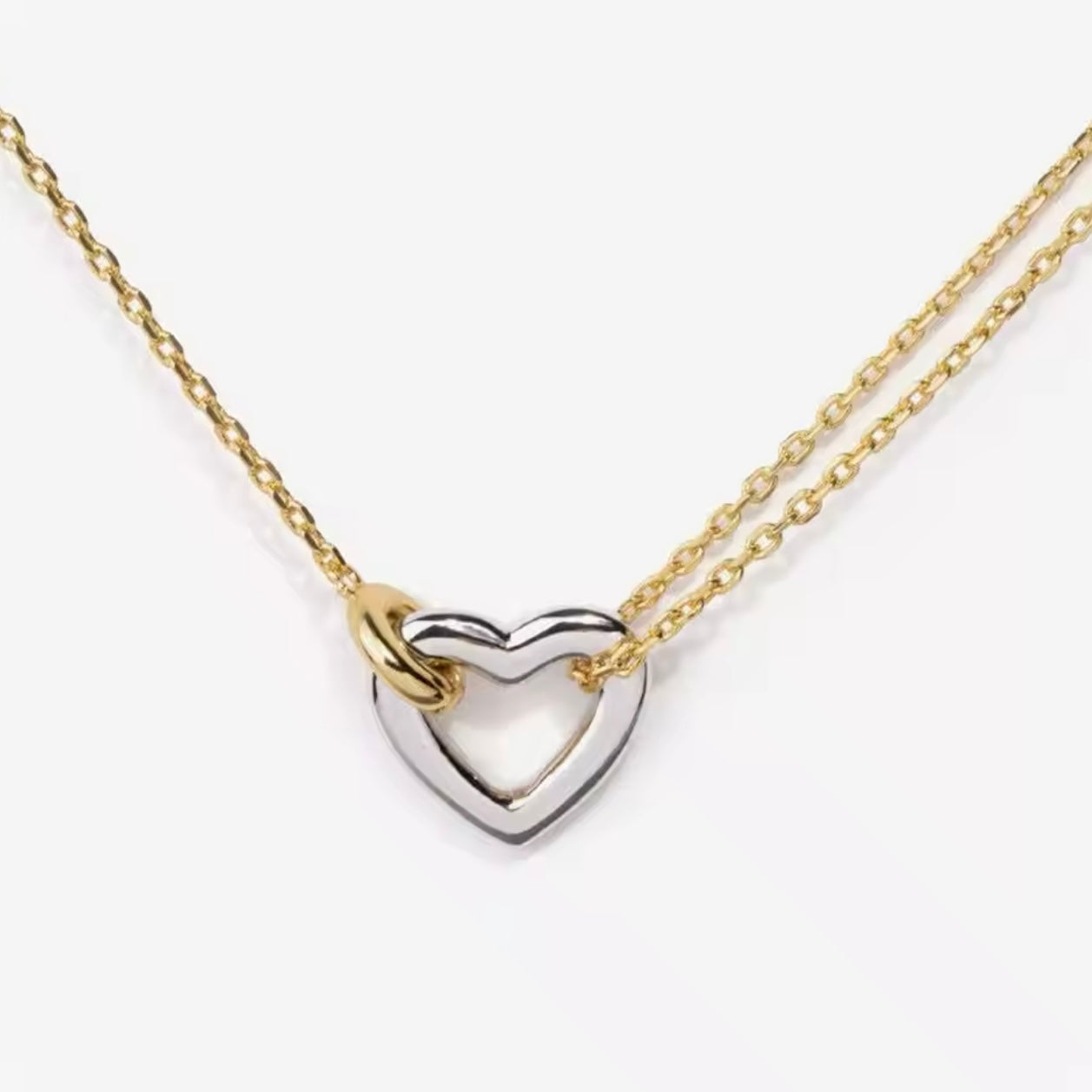 Two Tone Heart Necklace