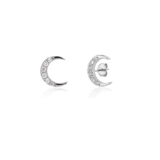 Silver Moon Stud Earrings