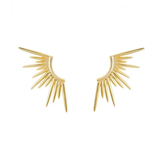 Gold Sun Line Stud Earrings