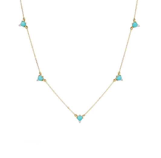 Cz Turquoise Chain Necklace