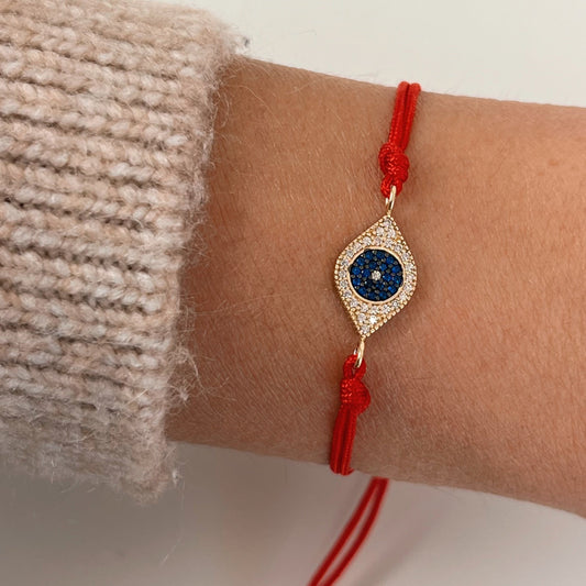 Gold Evil Eye Red String Bracelet