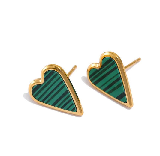 Green Heart Earrings