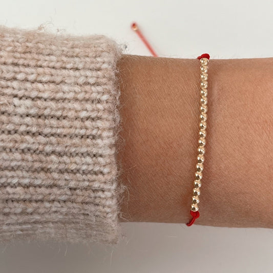 Gold Filled Beaded Red String Bracelet