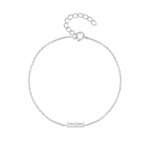 Dainty Cz Chain Bracelet Silver