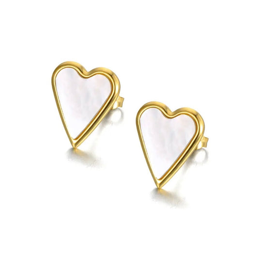 Mother of Pearl Heart Earrings