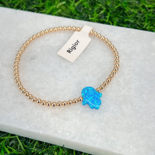 Blue Opal Hamsa Hand Bracelet