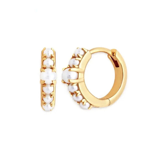 Gold Pearl Hoop Earrings