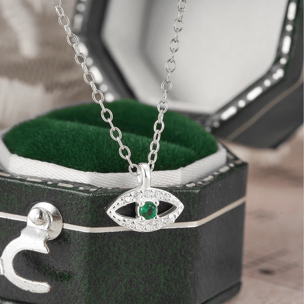 Tiny Green Evil Eye Necklace