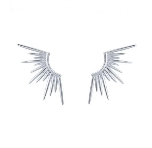 Silver Sun Line Earrings