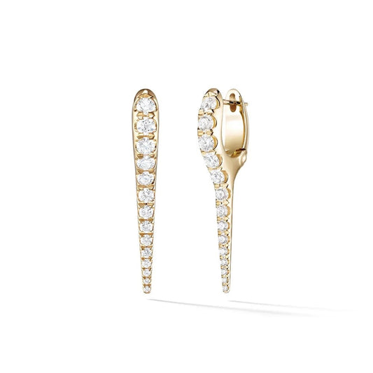 Cz Large Gold Spike Earrings